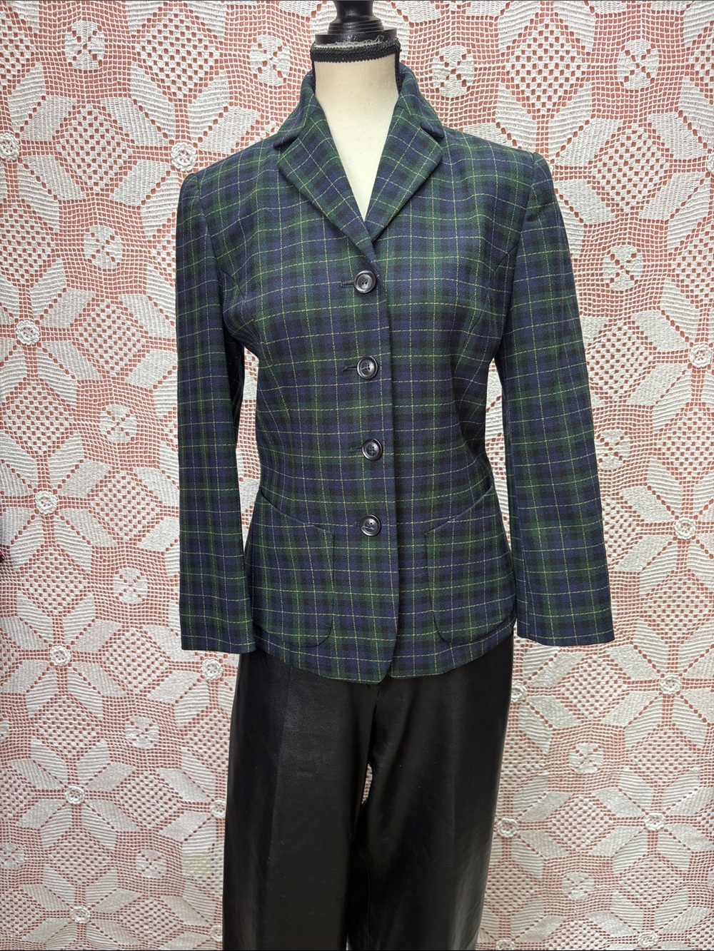 Steilmann Plaid Wool Blend Blazer Sz 4